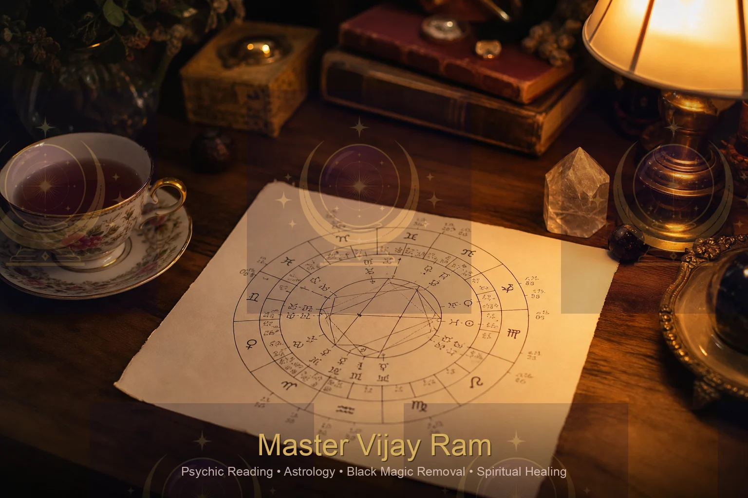 Birth chart reviewed alongside a reading with Master Vijay Ram
