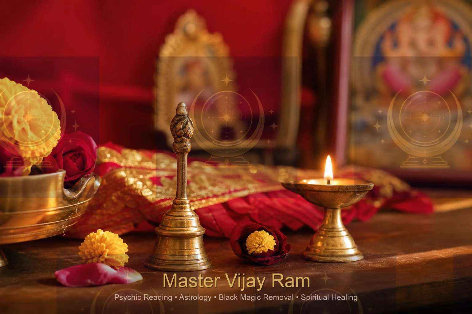 Traditional prayer items used in spiritual protection Master Vijay Ram