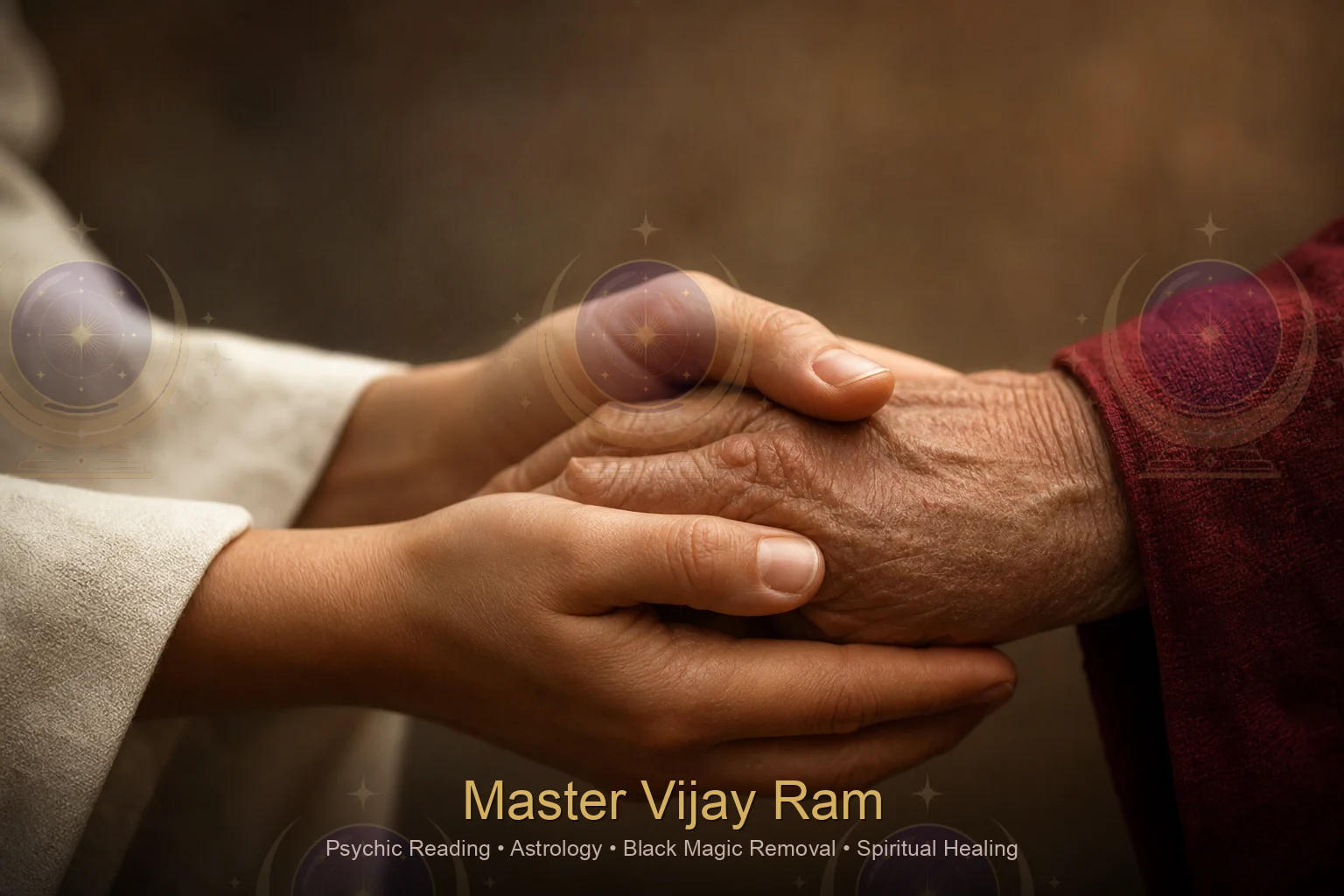 Gesture of trust and reassurance during healing guidance with Master Vijay Ram