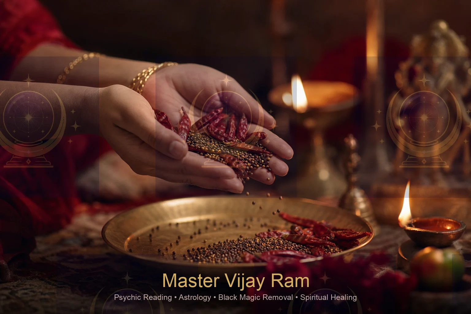 Traditional nazar removal ritual items used by Master Vijay Ram