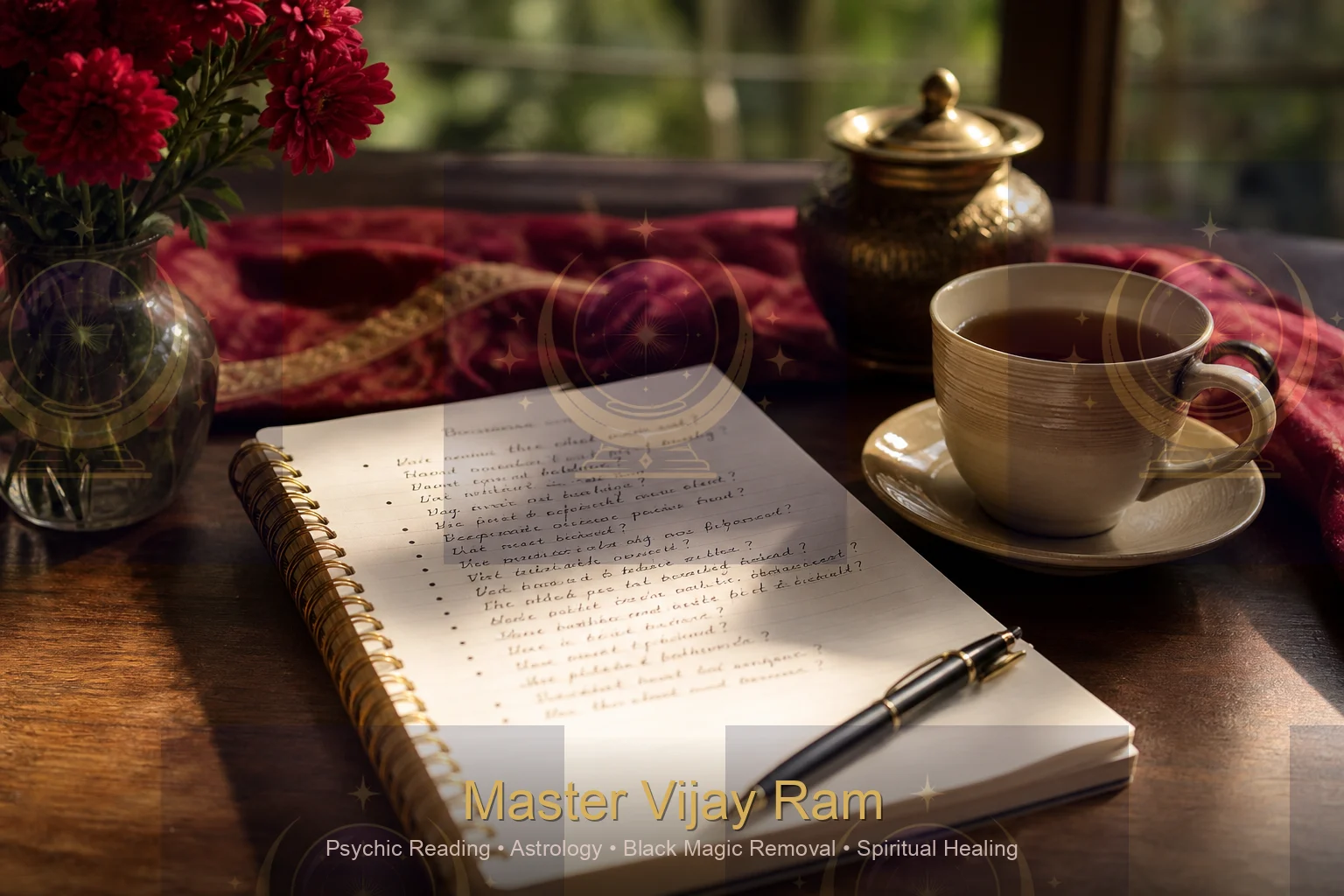 Notebook of questions prepared before visiting Master Vijay Ram