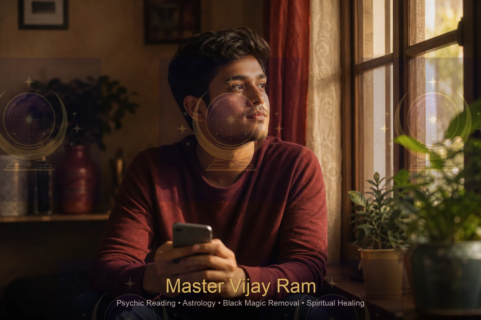 Person reflecting before seeking love back guidance from Master Vijay Ram