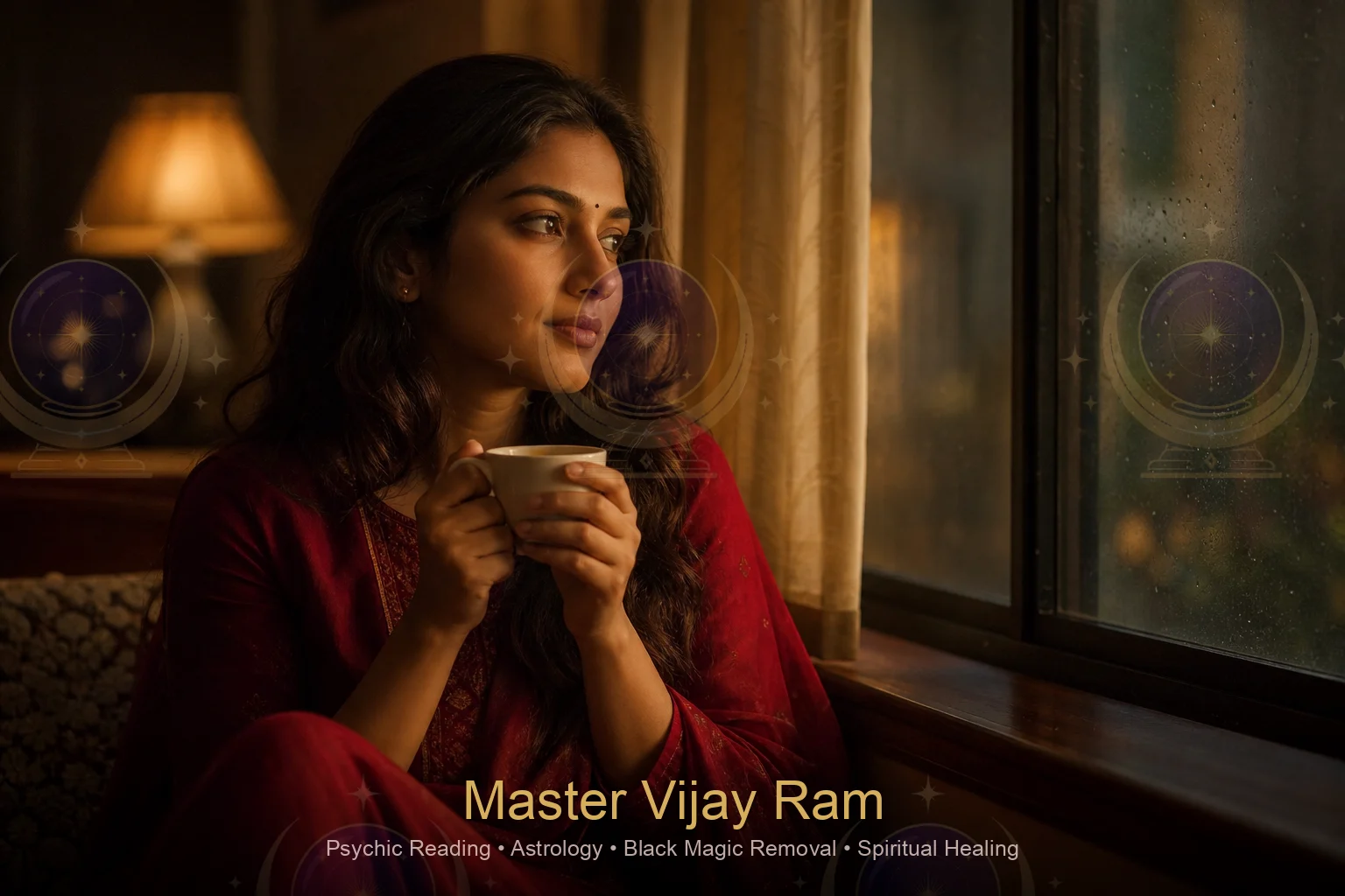 Quiet reflection before seeking husband wife problem guidance from Master Vijay Ram