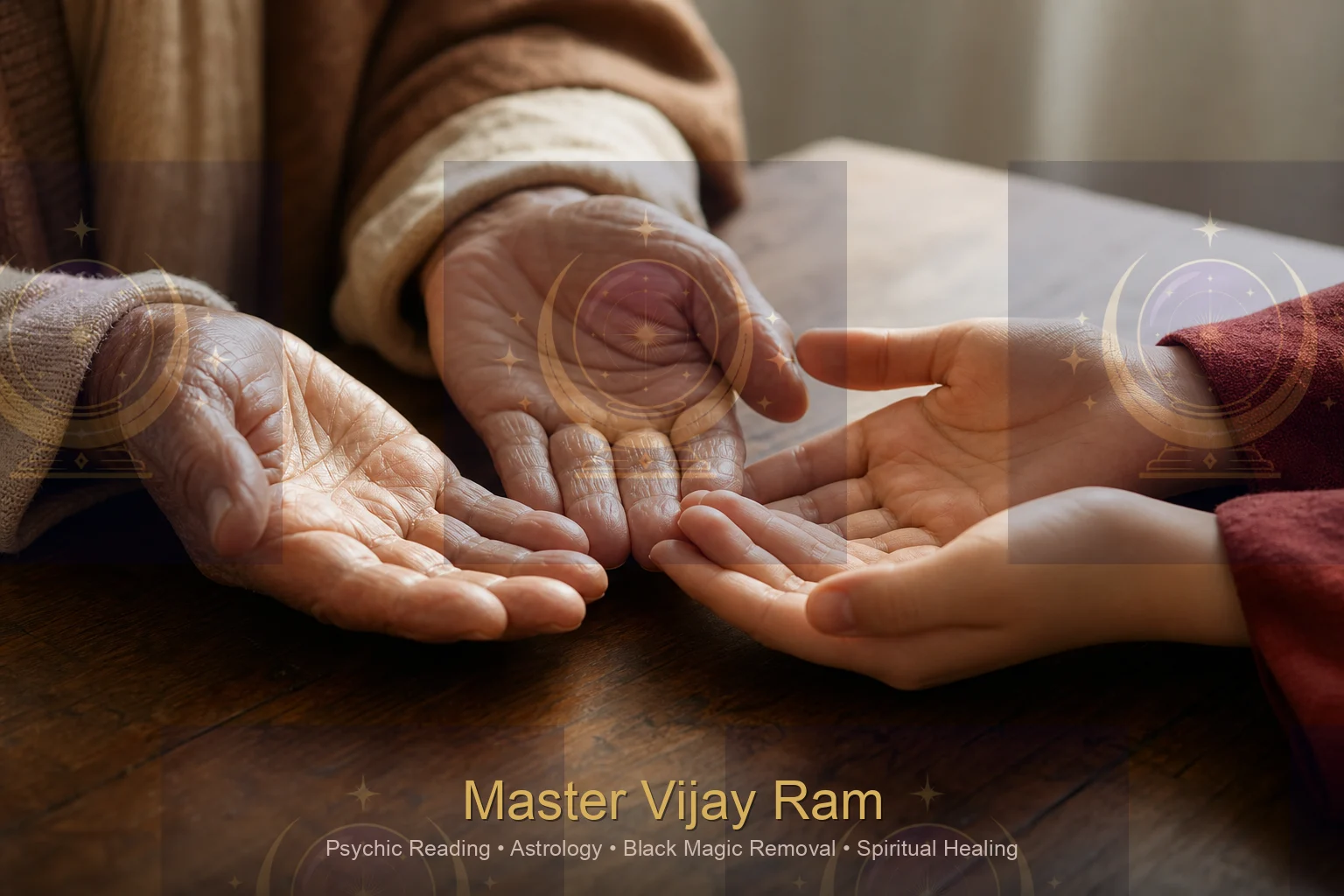 Open palms compared during a reading with Master Vijay Ram