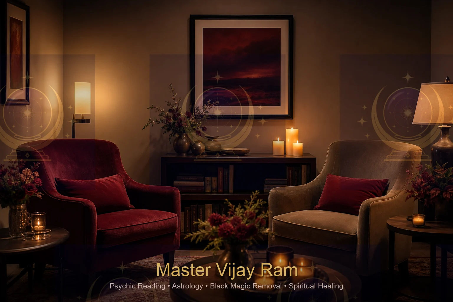 Private consultation room for love psychic readings with Master Vijay Ram