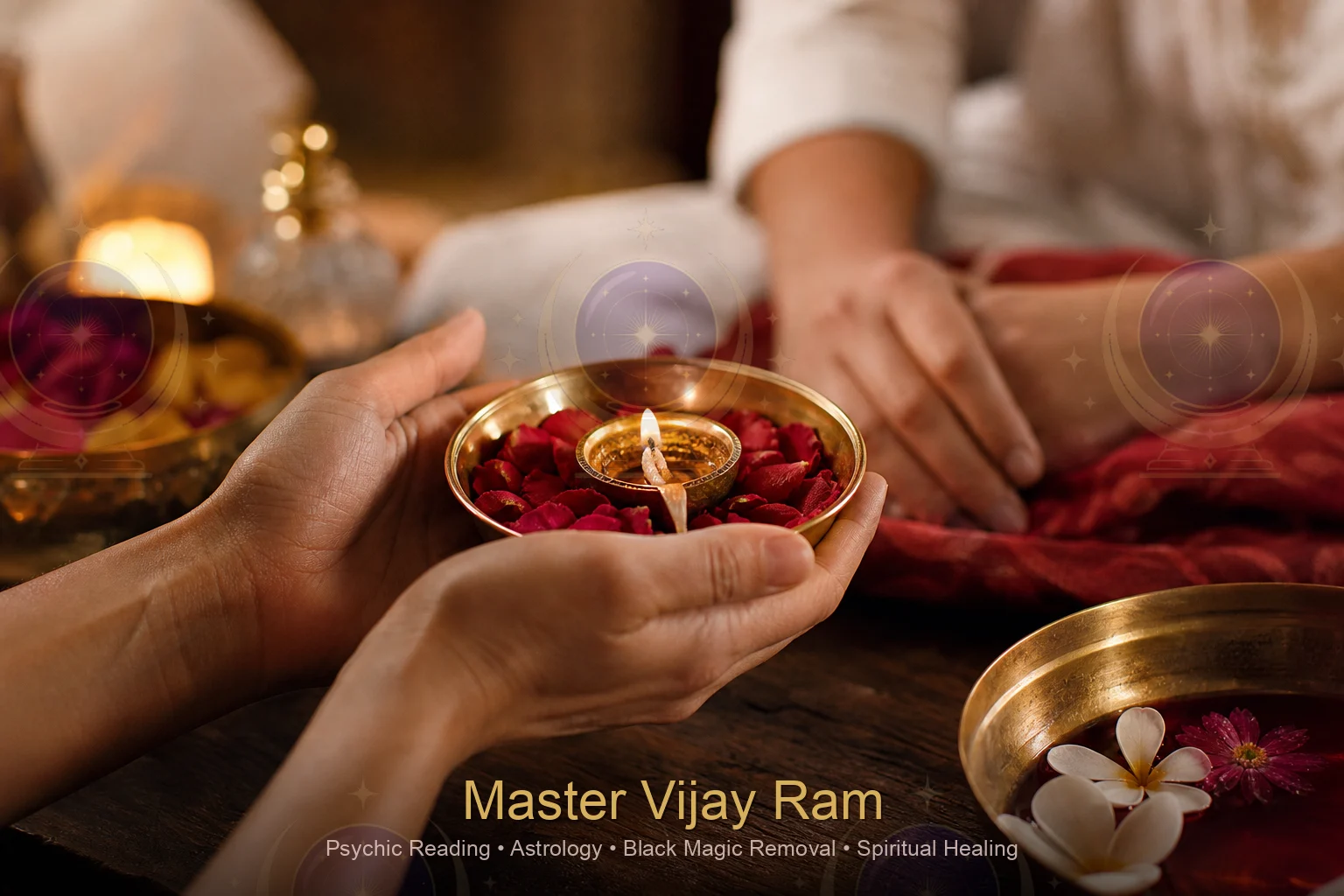 Traditional healing items used in a session with Master Vijay Ram