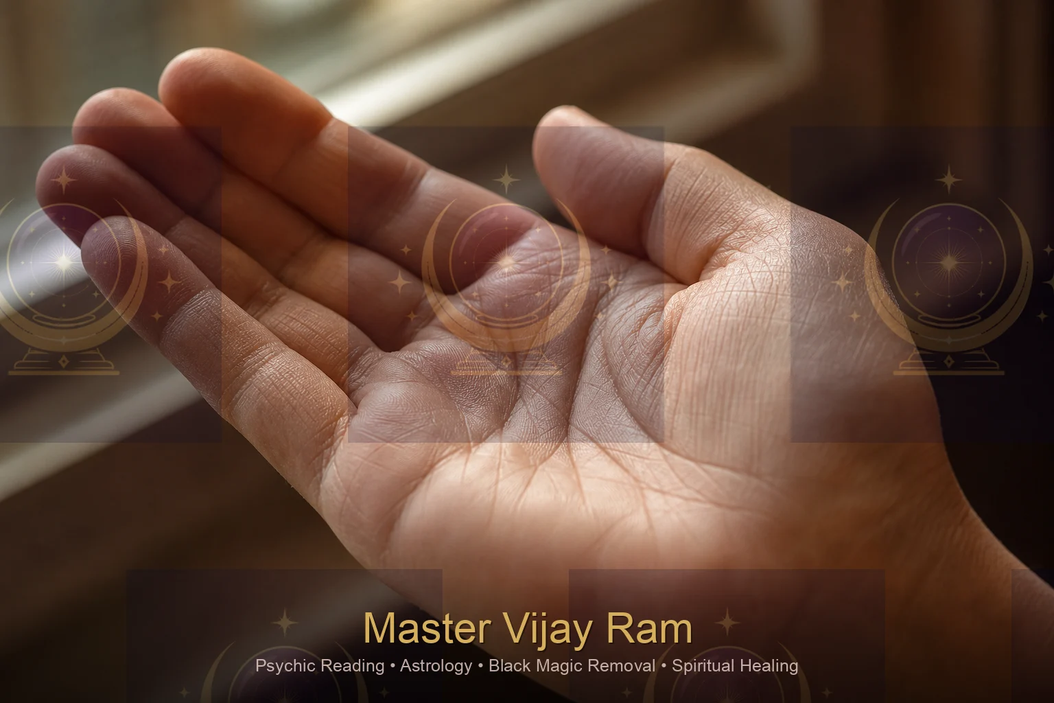 Close-up of palm lines examined during palmistry near me session