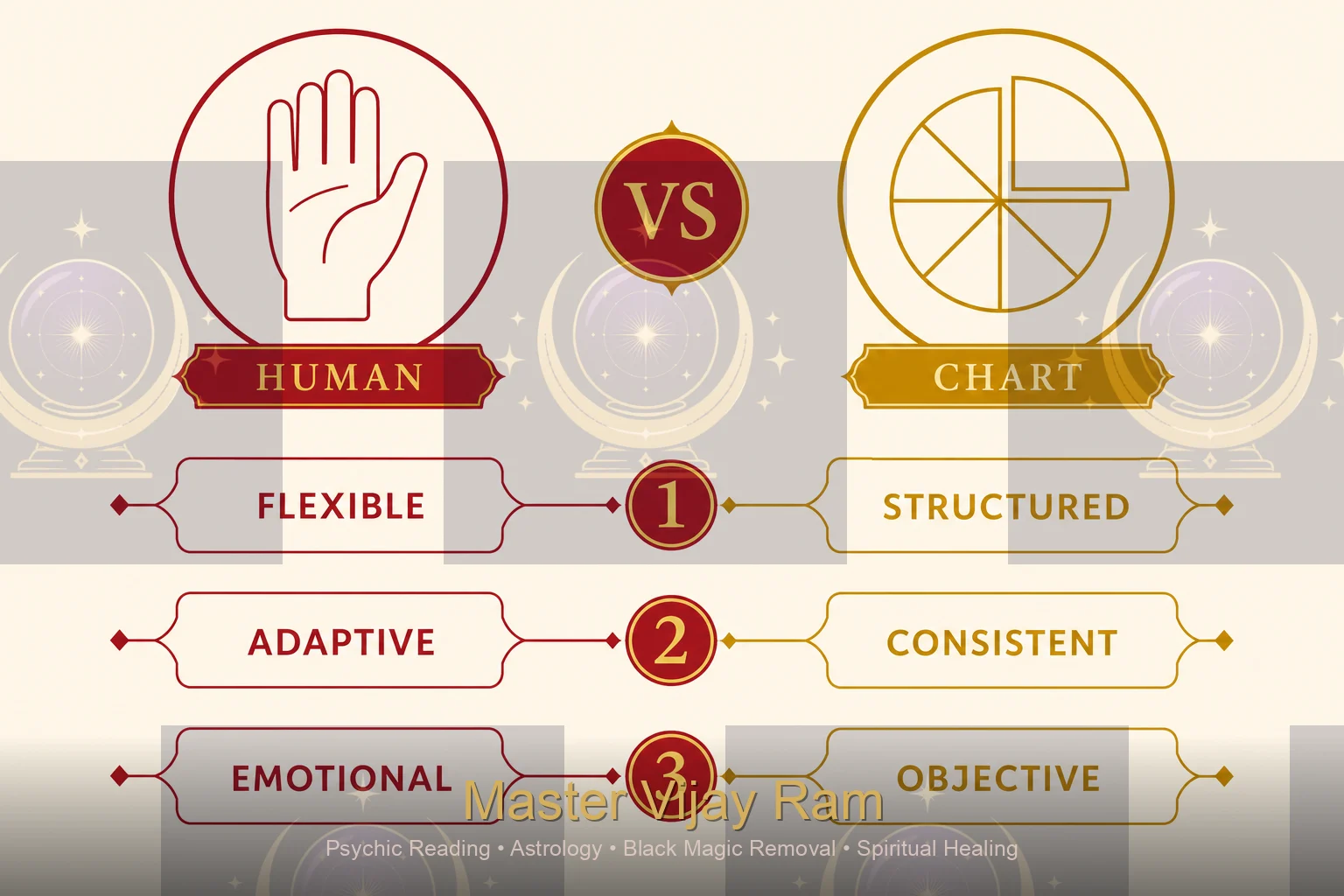 Palmistry vs astrology comparison infographic Master Vijay Ram