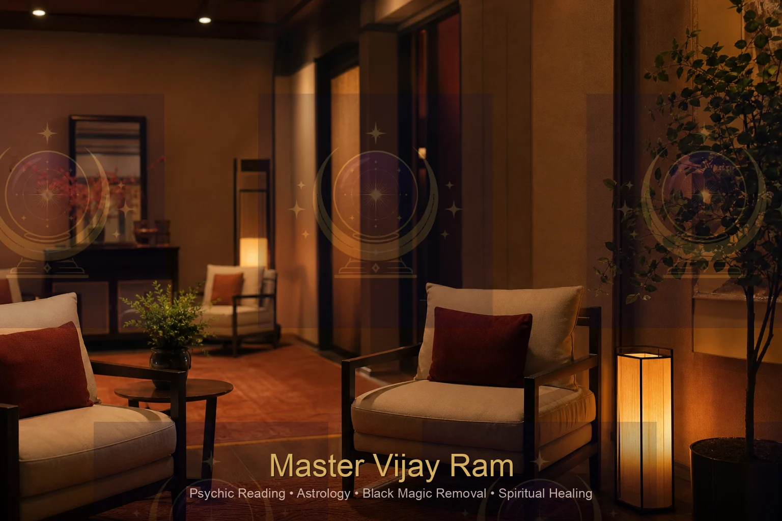 Calm waiting space before a reading with Master Vijay Ram