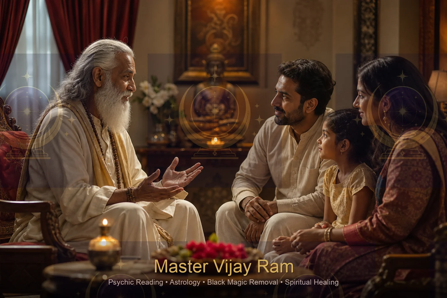 Master Vijay Ram consulting a family about home spiritual protection