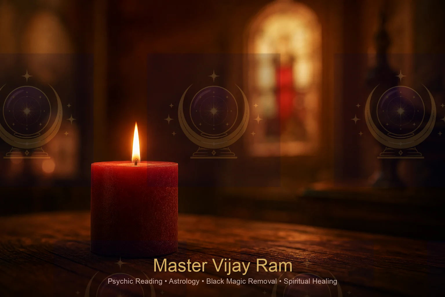Calm candle-lit setting representing spiritual guidance from Master Vijay Ram