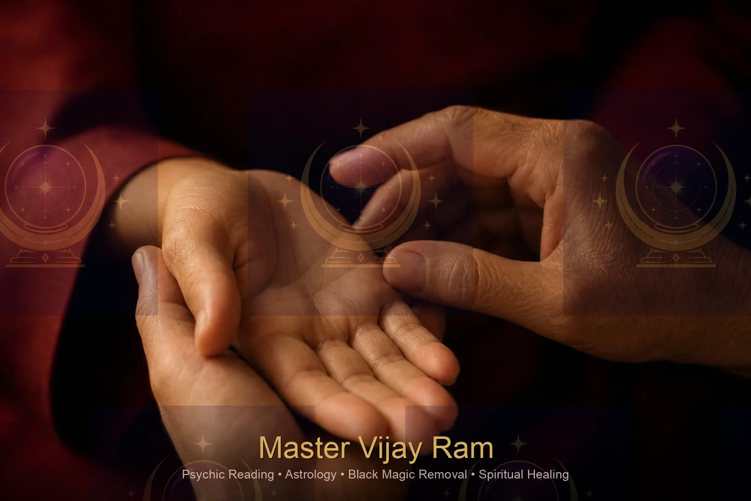Palm being read during a session with Master Vijay Ram