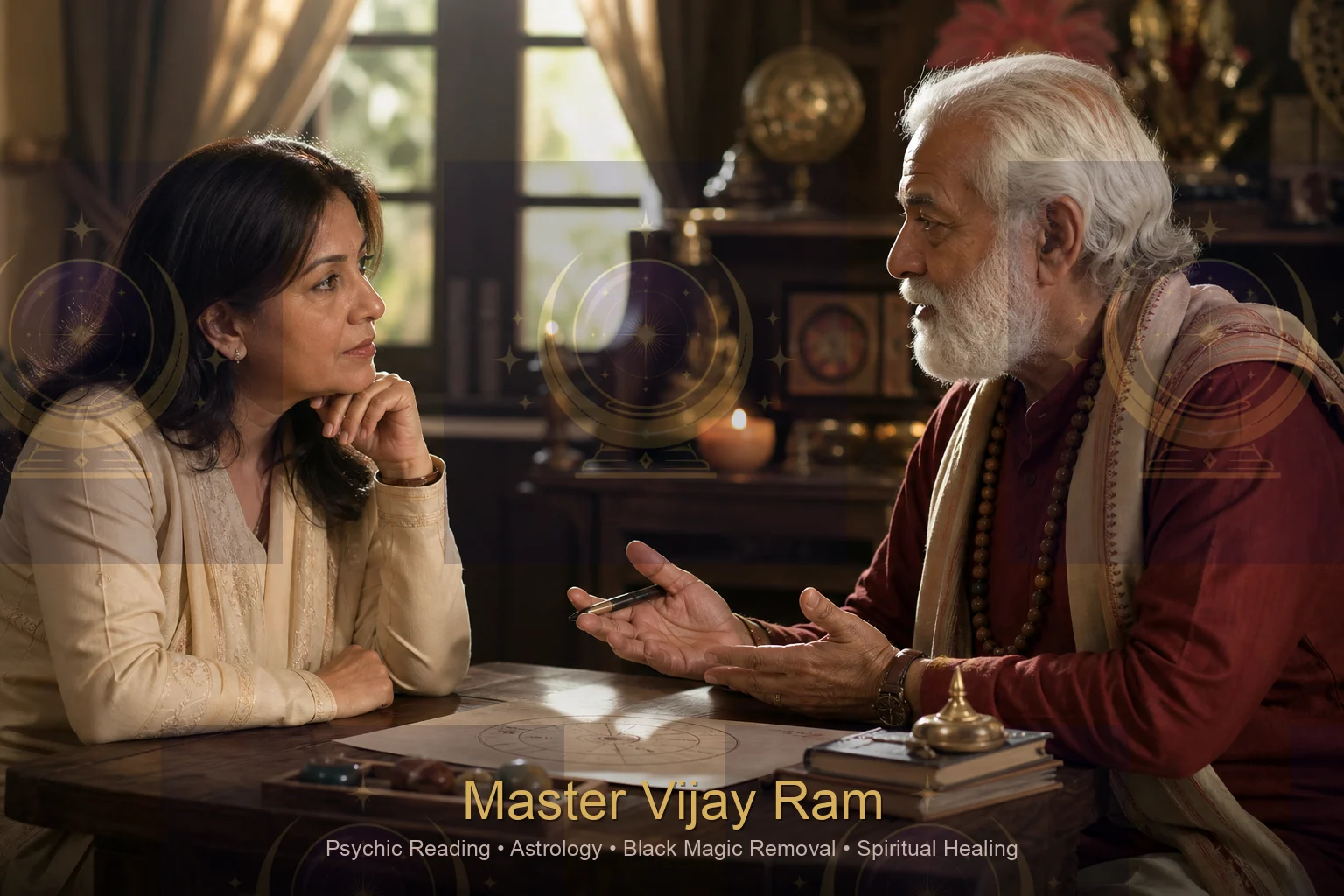 Client discussing why ex won't return with Master Vijay Ram in Kitchener